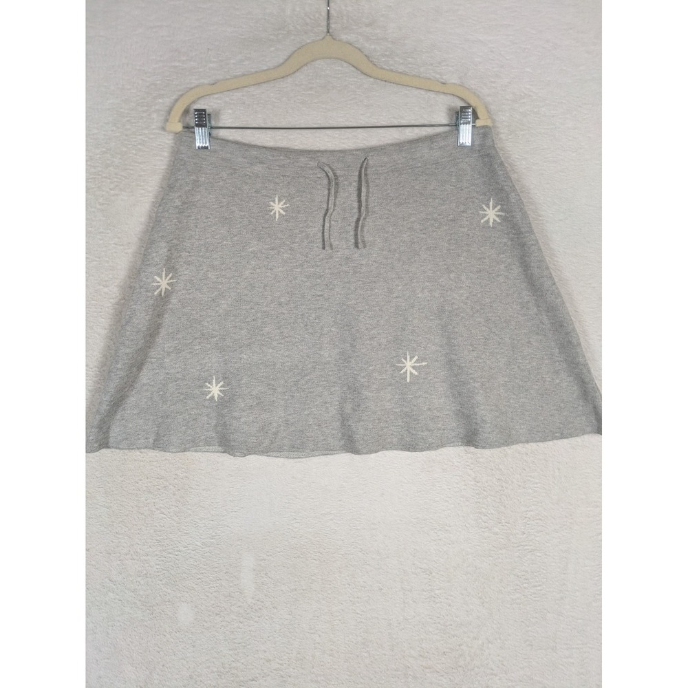 Free Assembly Knit Skirt Women's XXL 18 Gray Star Embroidered Drawstring A-Line